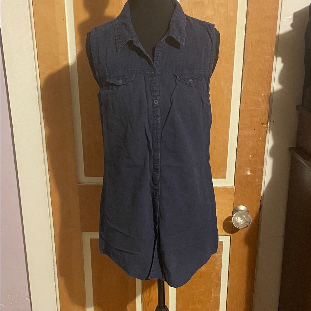 Ruff Hewn Navy Textured Blouse
